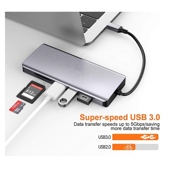 هاب 11 پورت USB-C پاورولوجی Powerology مدل P11CHBGY - Thumbnail 1