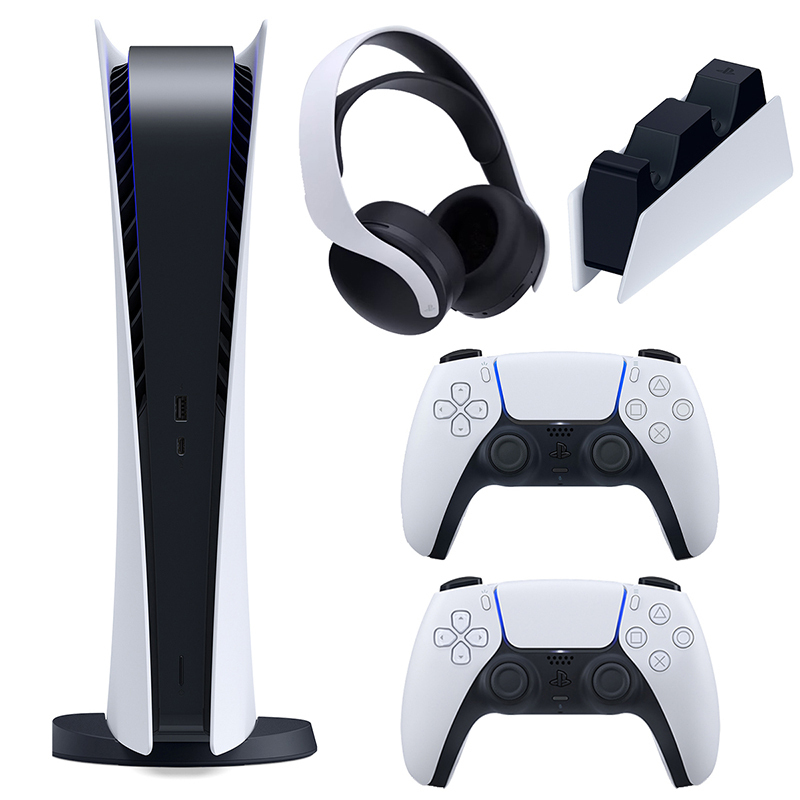 باندل کنسول بازی سونی مدل پلی استیشن (Playstation 5 (1000 Digital Editoin به همراه یک هدست و یک پایه شارژر و یک دسته بازی - Main Image