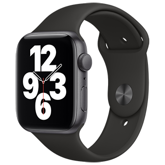 اپل واچ سری SE آلومینیوم 2020 خاکستری با بند اسپورت سیلیکون مشکی 44mm - Thumbnail 2