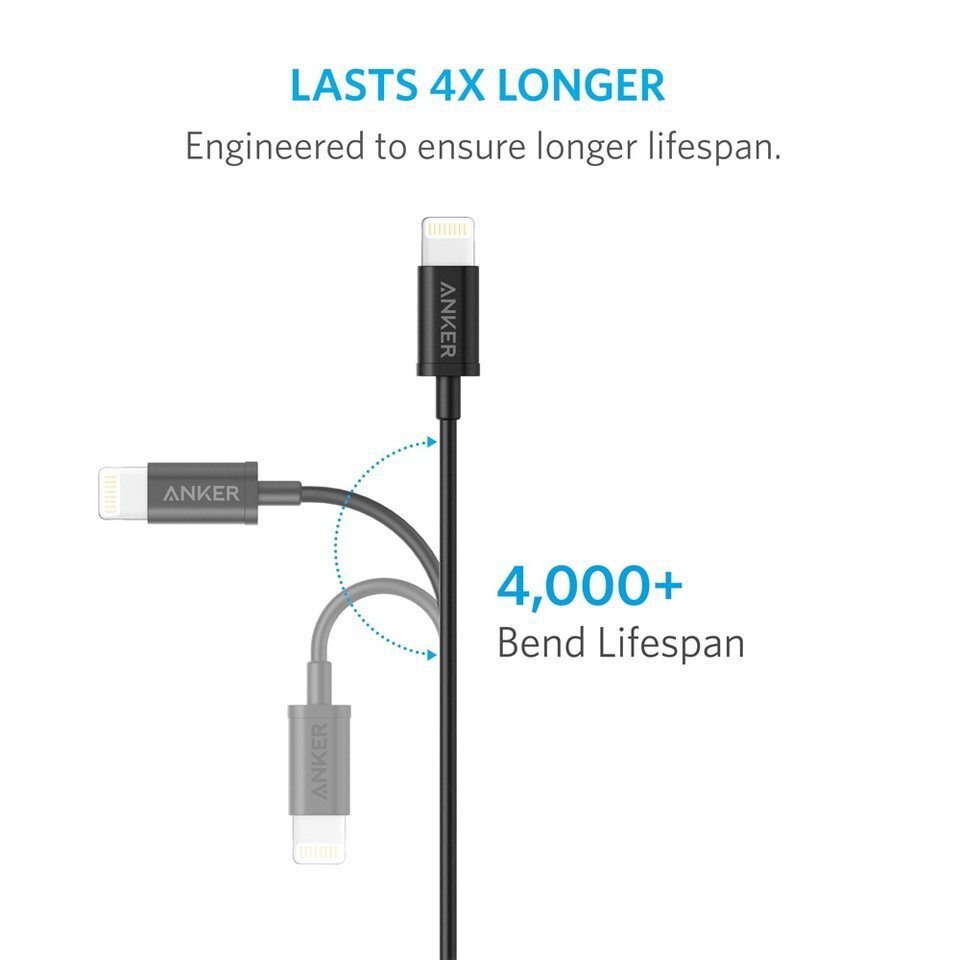 کابل تبدیل USB به لایتنینگ انکر مدل A8121 PowerLine Plus طول 0.9 متر - Thumbnail 1
