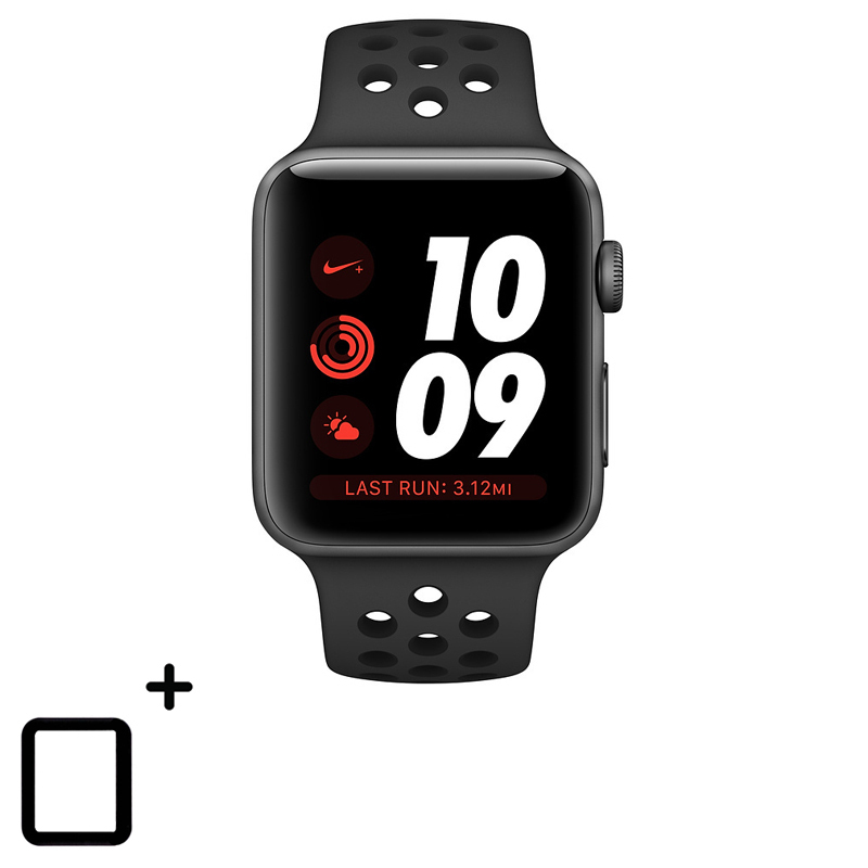 اپل واچ نایکی پلاس 3 خاکستری با بند اسپورت انتراسیت مشکی 42mm - Thumbnail 1