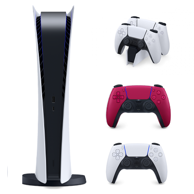باندل کنسول بازی سونی اروپا مدل پلی استیشن (Playstation 5 (1116 Digital Editoin به همراه دسته بازی قرمز + پایه شارژر - Main Image