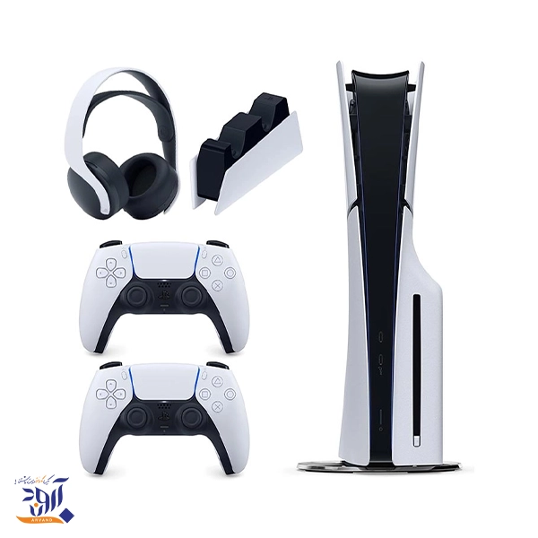 باندل کنسول بازی سونی مدل پلی استیشن 5 اسلیم استاندارد 2000 آسیا + دسته دوال سنس سفید، هدست و پایه شارژر - Main Image