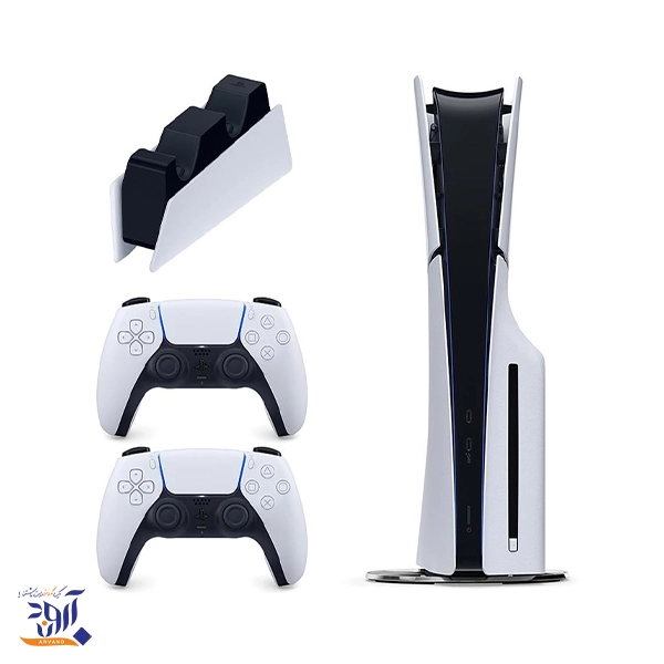 باندل کنسول بازی سونی مدل پلی استیشن 5 اسلیم استاندارد دیسک خور 2000 آسیا + دسته دوال سنس سفید و پایه شارژر - Main Image
