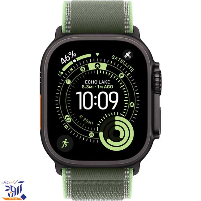 اپل واچ اولترا نسل 3 تیتانیومی مشکی با بند ترایل گرین / نئون - Thumbnail 1