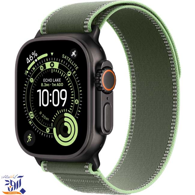 اپل واچ اولترا نسل 3 تیتانیومی مشکی با بند ترایل گرین / نئون