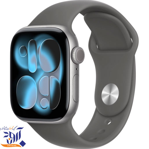 اپل واچ سری 11 اسپیس گری با بند اسپرت سیلیکون استون گری